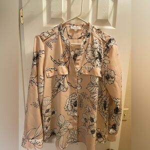 Calvin Klein Pink Top Shirt Blouse Size Medium Roll over sleeve